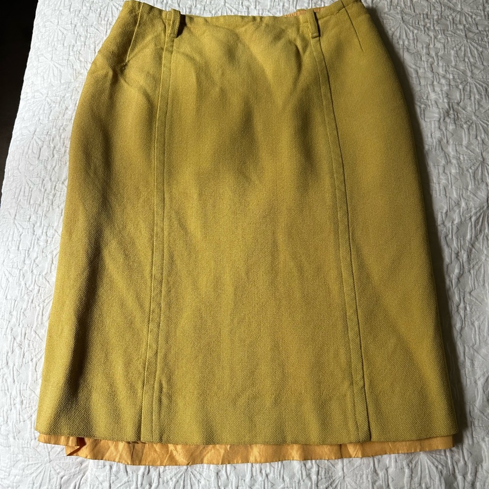 1960’s Vintage Int Ladies Union Made Yellow Tweed Pencil Skirt, High Waisted